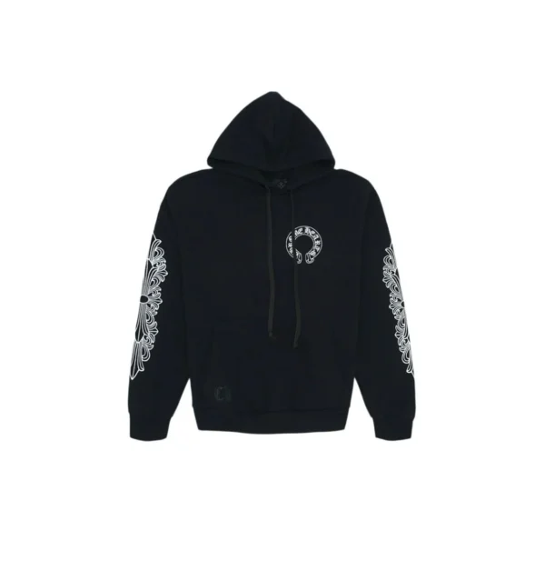 Chrome Hearts F**k You Horseshoe Floral Sleeve Hoodie Black