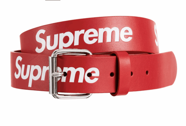 Supreme Repeat Leather Belt Red S/M