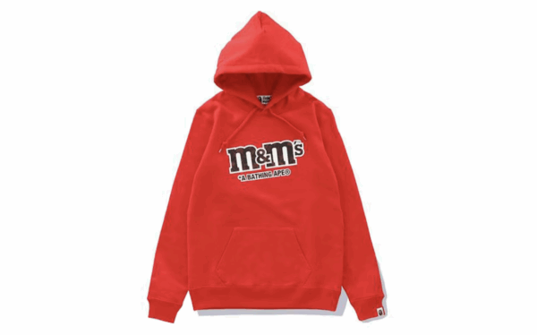 BAPE x M&M’s Mens College Pullover Hoodie Red