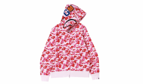 BAPE ABC Camo Shark Full Zip Hoodie Pink