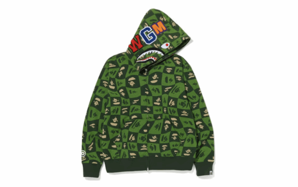 BAPE Distortion Shark Relaxed Fit Full Zip Hoodie