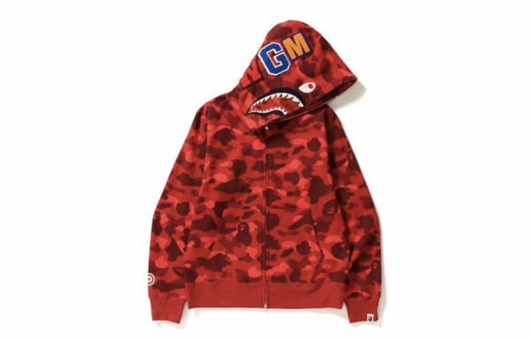 BAPE Color Camo Shark Full Zip Hoodie Red