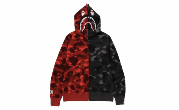 BAPE Color Camo Separate Shark FZ Hoodie Red/Black