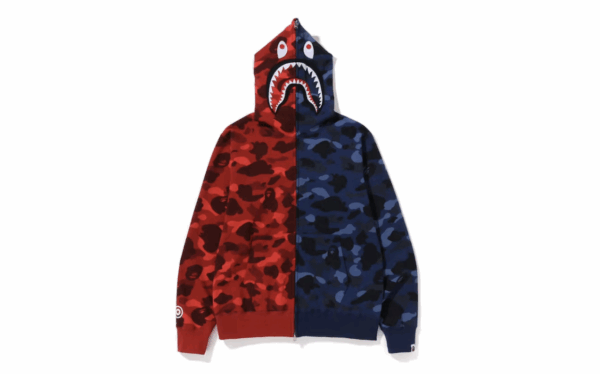 BAPE Color Camo Shark Full Zip Hoodie Red Navy