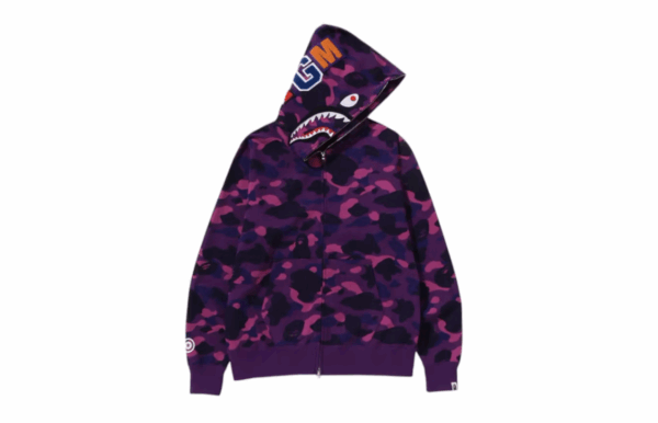 BAPE Color Camo Shark Full Zip Hoodie Purple