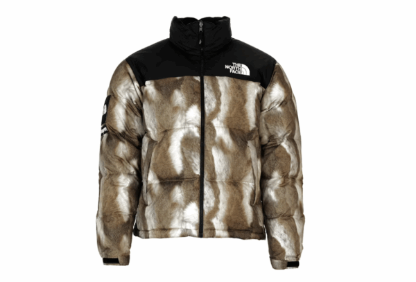 Supreme The North Face Fur Print Nuptse Brown